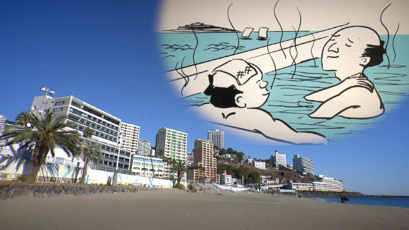 熱海のビーチと建物