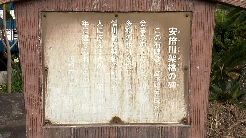 安倍川架橋の碑の説明看板