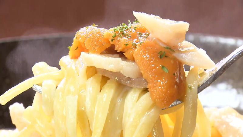 極・生うにとホタテのエシレバター香るクリームソース(1650円)