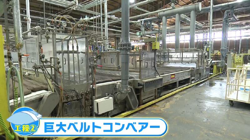 20ｍの巨大ベルトコンベアーを使った洗浄工程