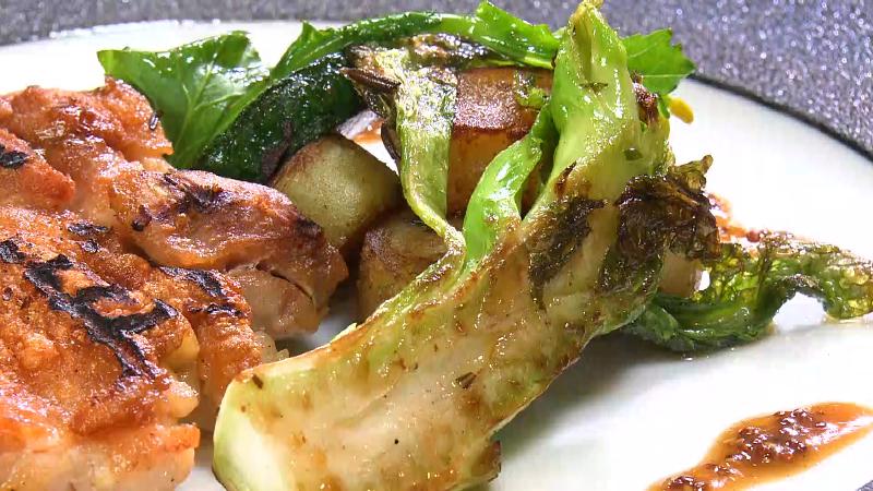 地養鳥のグリルの付け合わせ