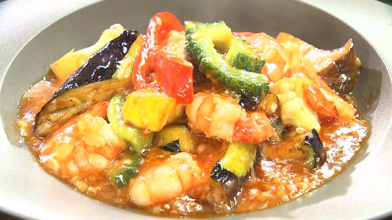 小エビと野菜の酸辣ソース炒め