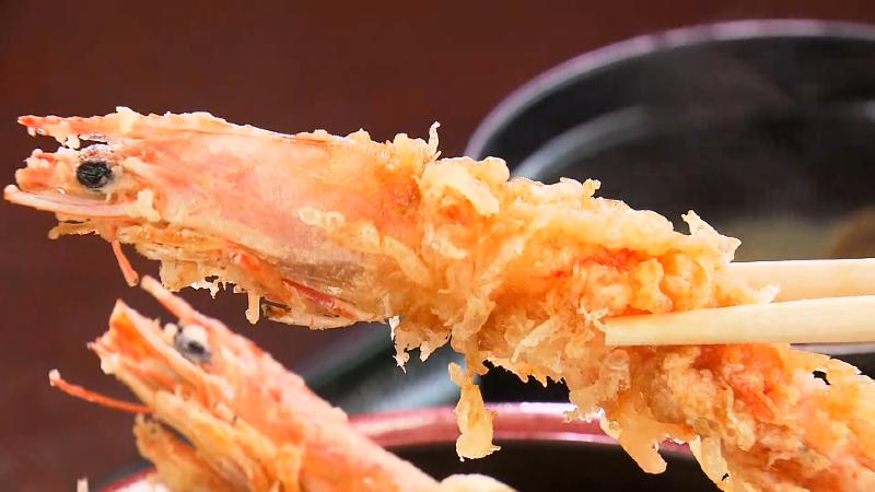 活車海老の天ぷら