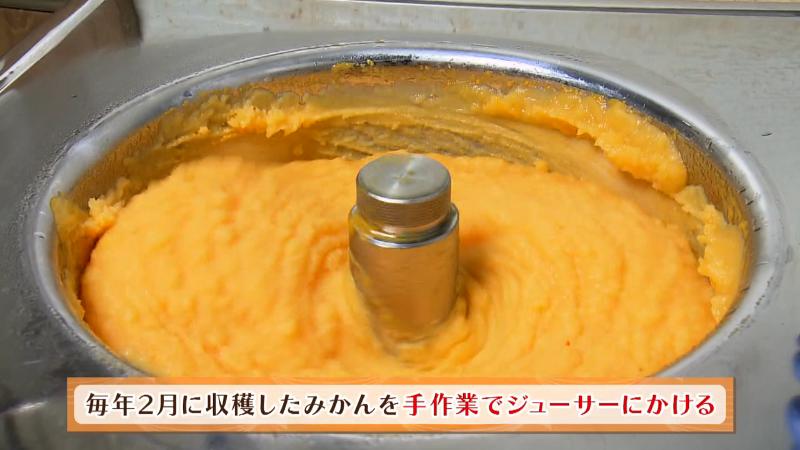 手作業で剥いてジューサーにかけた庵原産のミカン