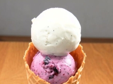 しらすヨーグルト・ブルーベリーヨーグルト ダブルレギュラー コーン(730円)