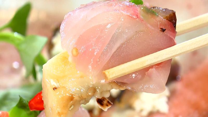 極みすてーきなすのマリネ タイのカルパッチョ