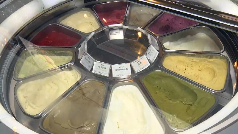 ショーケースに入ったジェラート各種