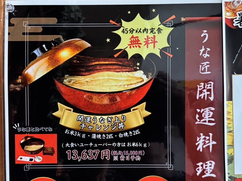 45分以内に完食すれば無料になるチャレンジ丼のチラシ