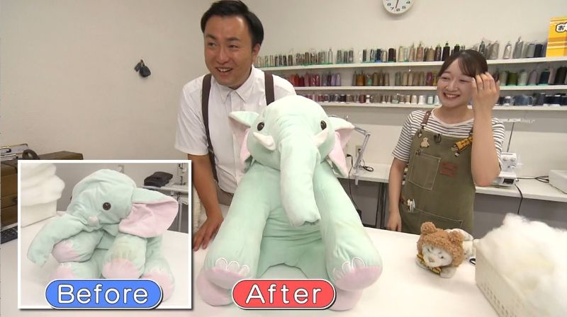 回復したゾウのぬいぐるみ