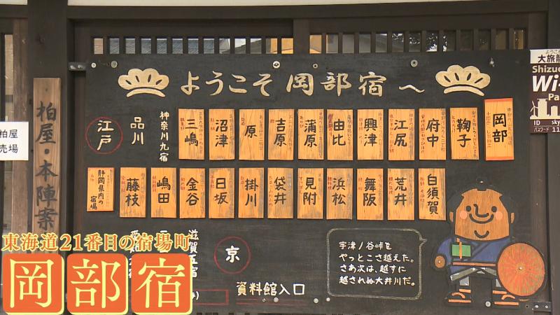 柏屋にある案内板　宿場の名称(藤枝市 岡部宿)