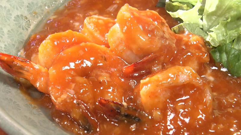 天然海老のチリソース6尾(2100円)