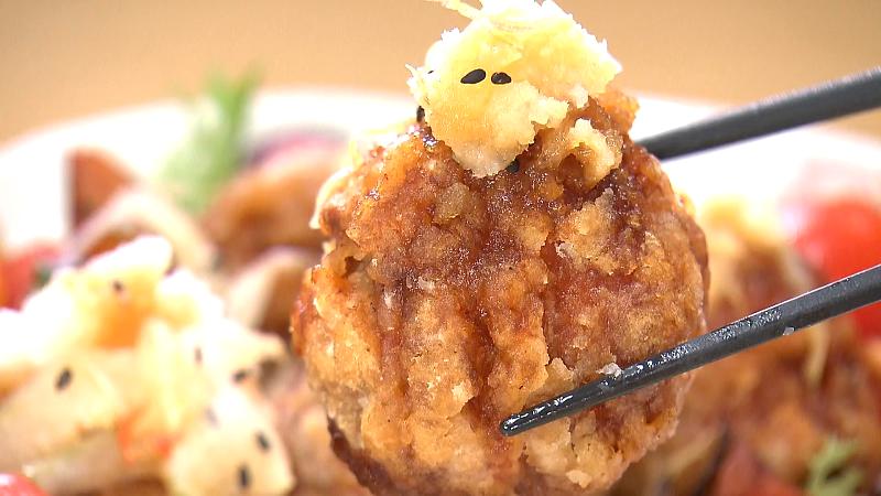 これぞ御前崎!地元野菜と唐揚げのごちそうポン酢和え(1300円)