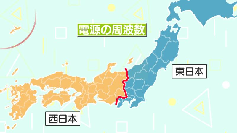 地図：電源の周波数