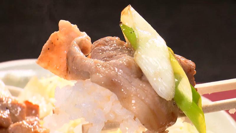 ごはんに乗ったネギ塩焼肉