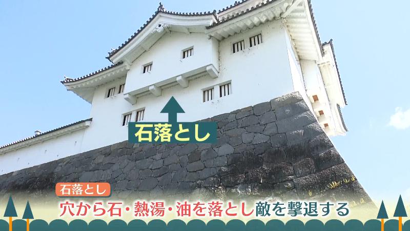 真下から見た石落とし 坤櫓
