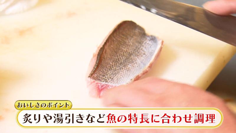 湯引きしたイサキの調理