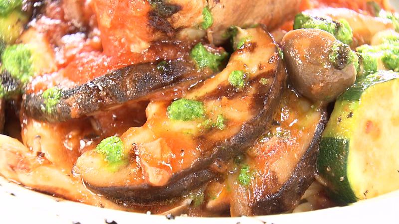 パスタに乗った野菜