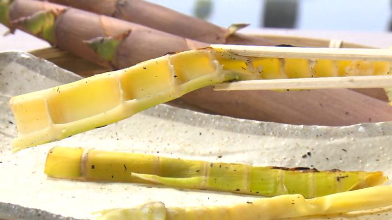 炭火で焼いたハチク