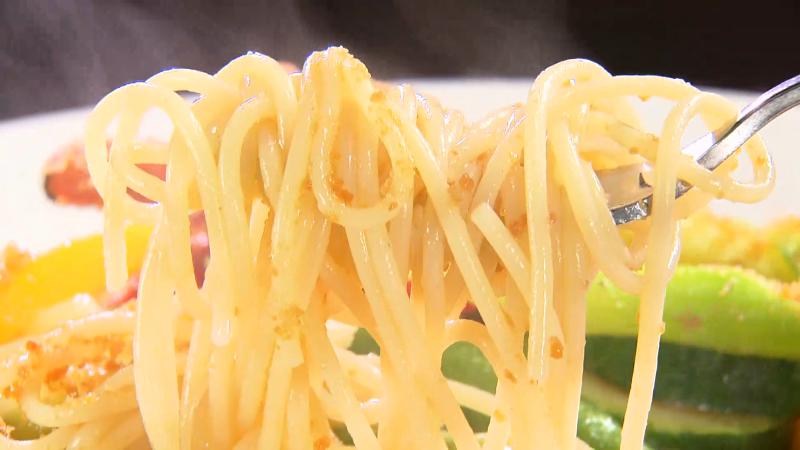 カラスミがかかったパスタ