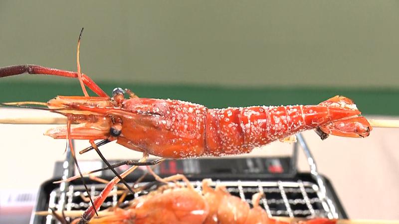塩焼きしたオニテナガエビ