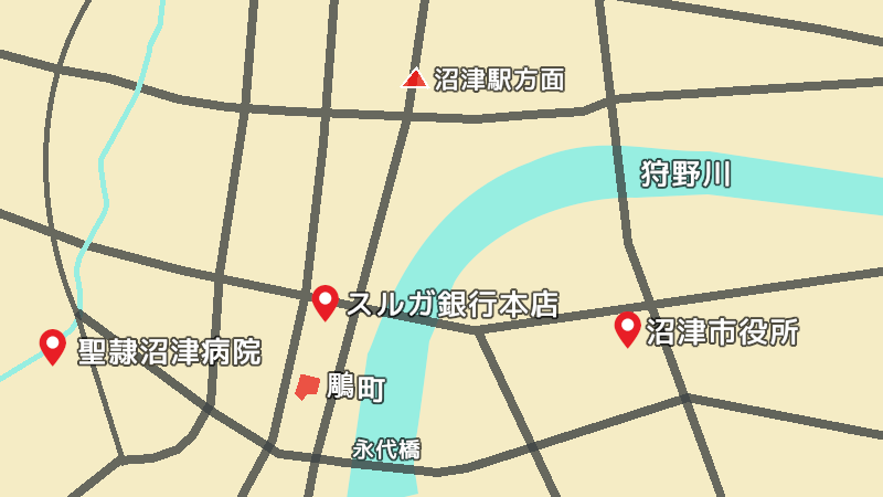 沼津市の地図 鵰町の位置